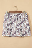 Abstract Camo Drawstring Elastic Waist Mini Skort