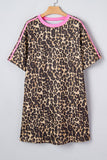 Leopard & Pink Detail Oversized T Shirt Dress