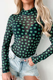 Lucky Clover Mock Neck Long Sleeve Bodysuit