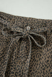 Leopard Denim Tie High Waist Shorts