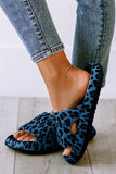 Open Toe Cheetah Print Slip On Slippers Slides