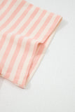 Orange Peach Stripe Contrast Loose Tee Short Set
