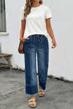 Aleah Hem Wide Leg Denim Jeans, Pants
