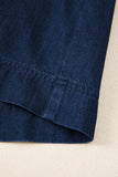 Faux Denim Calf Length Bubble Sleeve Tie Dress
