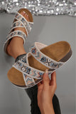 Aztec Strappy Birken Cork Wedge Sandals
