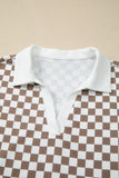 Checker Long Sleeve Top and Drawstring Mini Skirt Set