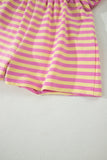 Stripe Contrast Trim Short Sleeve Top & Skirt Set