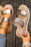 Gold Buckle Wedge Slippers Sandals