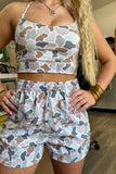 Camo Cropped Tank & Shorts Athleisure Set