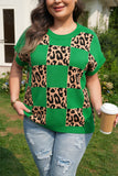 Leopard Checkered Short Sleeve PLUS Sweater