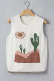 Western Cactus Oasis Sleeveless Sweater Top