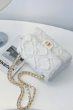 Raw Hem Denim Crossbody Bag with Chain