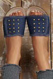Denim Inspired Retro Studded Detail Slippers