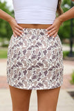 Abstract Camo Drawstring Elastic Waist Mini Skort