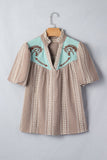 Maggie Puff Sleeve Western Horseshoe Gingham Blouse