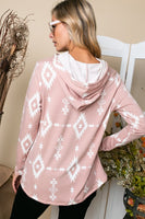 Aztec Pull Over Terry Hoodie - PLUS SIZE