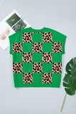 Leopard Checkered Short Sleeve PLUS Sweater