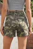 Milena High Rise Camo Print Denim Shorts
