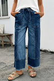 Aleah Hem Wide Leg Denim Jeans, Pants