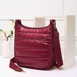 Women's Solid Quilted Shiny Puffer Crossbody Bag