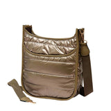 Women's Solid Quilted Shiny Puffer Crossbody Bag