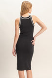 Ribbed Sleeveless Dress in Black