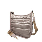 Women's Solid Quilted Shiny Puffer Crossbody Bag