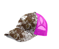 Pink Cowhide Pony Tail Cap