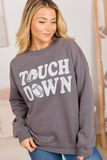 Touchdown Printed Dark Grey Graphic Sweatshirt