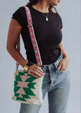 Beige, Green & Pink Aztec Crossbody