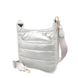 Women's Solid Quilted Shiny Puffer Crossbody Bag