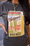 Western Wild West Cactus Dark Grey Graphic Tee