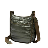 Women's Solid Quilted Shiny Puffer Crossbody Bag
