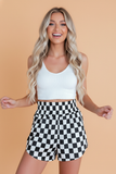 Checkered High Waist Casual Shorts