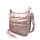 Women's Solid Quilted Shiny Puffer Crossbody Bag