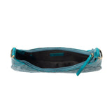 Myra Embossed Teal Turquoise Leather Bag with Shoulder strap