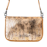 Golden Snake Print Leather Shoulder Bag