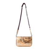 Golden Snake Print Leather Shoulder Bag