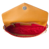 Golden Snake Print Leather Shoulder Bag