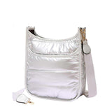 Women's Solid Quilted Shiny Puffer Crossbody Bag