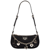 True Religion Horseshoe Chain Denim Shoulder Bag – Charm Detail Zip Top