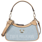 True Religion Blair Denim & PU Shoulder Bag – Logo Denim