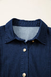 Faux Denim Calf Length Bubble Sleeve Tie Dress