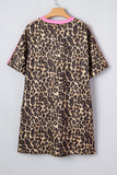 Leopard & Pink Detail Oversized T Shirt Dress