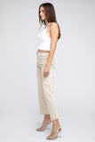 Acid Wash Frayed Cutoff Hem Straight Wide Pants