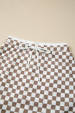Checker Long Sleeve Top and Drawstring Mini Skirt Set