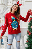 Christmas Penguin Graphic Sequin Sweater