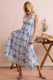 Shell Smocked Bodice Shoulder Tie Lined Midi Dress