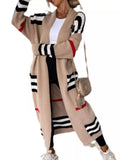 Striped Longline Open Front Cardigan