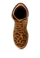 High Ankle Leopard Print Suede Boots